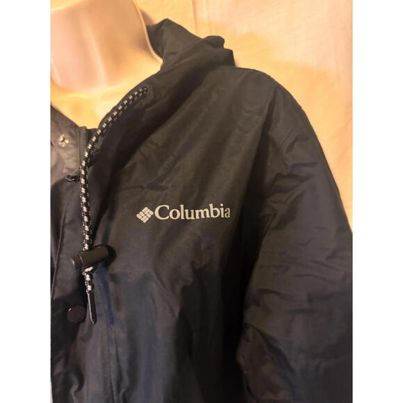 COLUMBIA MEN'S LINED WINDBREAKER BLACK HOODED JACKET SIZE L - Picture 3 of 11